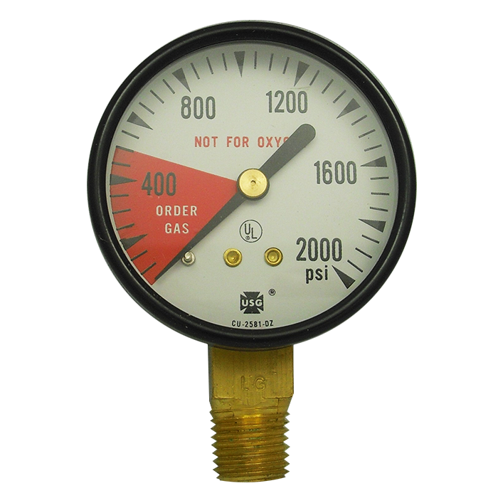 0–2,000 PSI Replacement Gauge w/ Right-Hand Threads