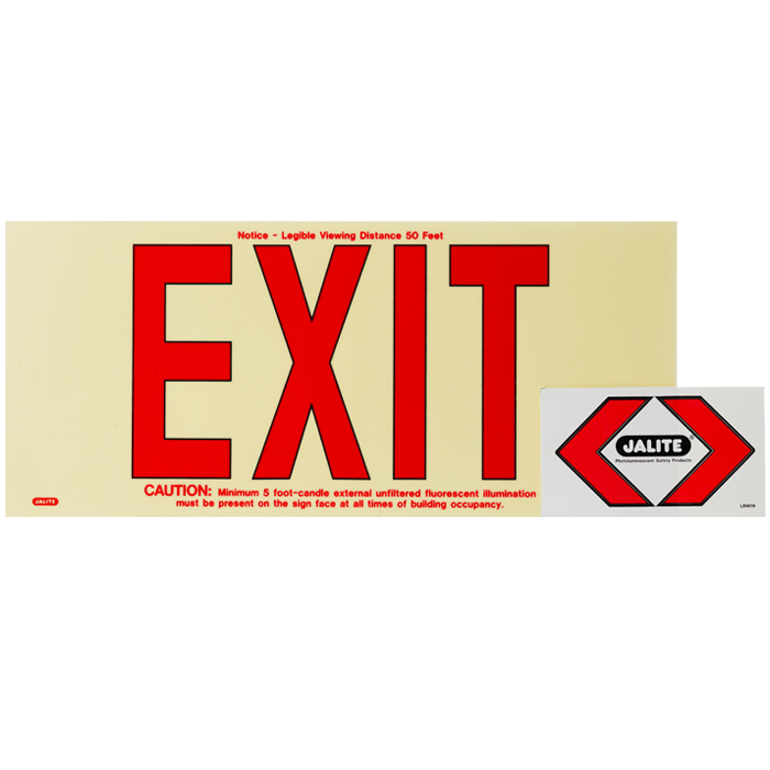 Plastic EXIT, PLM Panel/Red Letter, 50 ft Visibility
