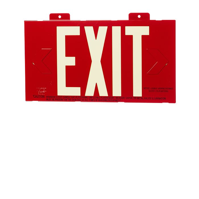 EXIT Photoluminescent, Red, Metal Frame, Single Sided