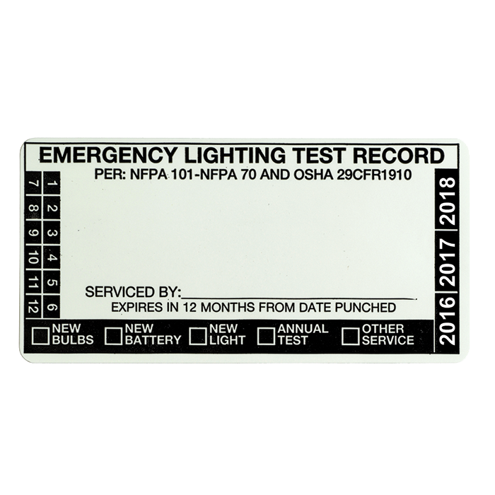 Emergency Lighting Test Label, Blank