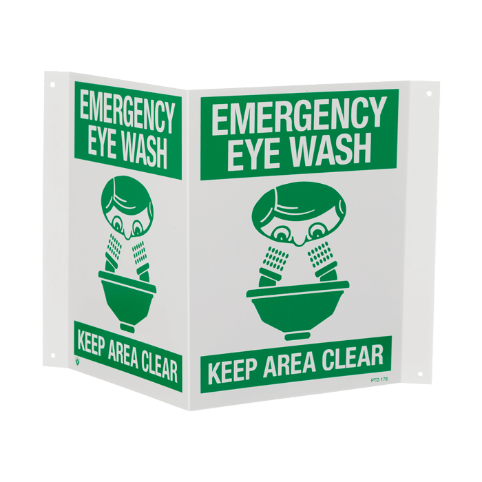 “Emergency Eye Wash…Keep Area Clear”, 18\