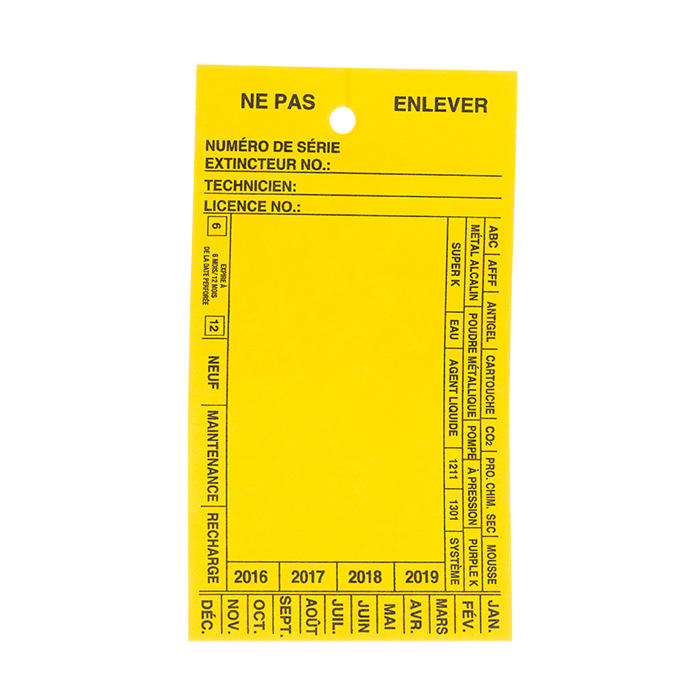French Blank Service Tag, Yellow