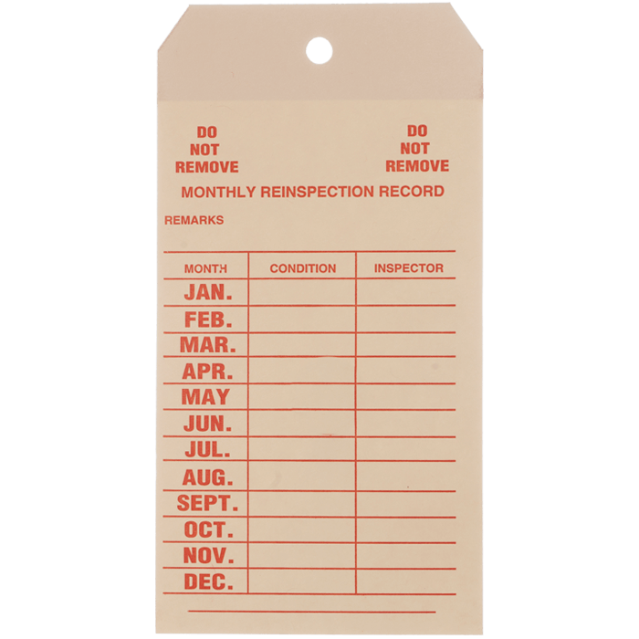 Monthly Inspection Tag, English