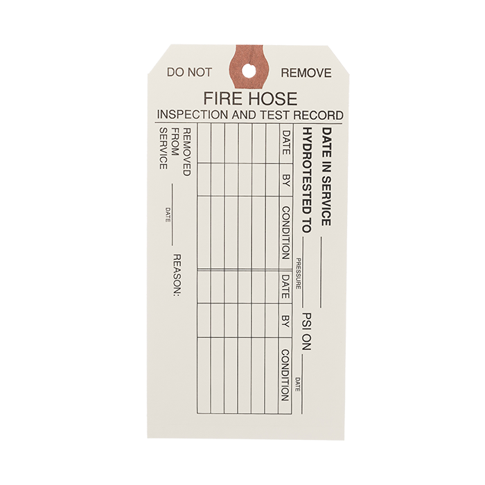 Fire Hose Inspection & Test Record Tags