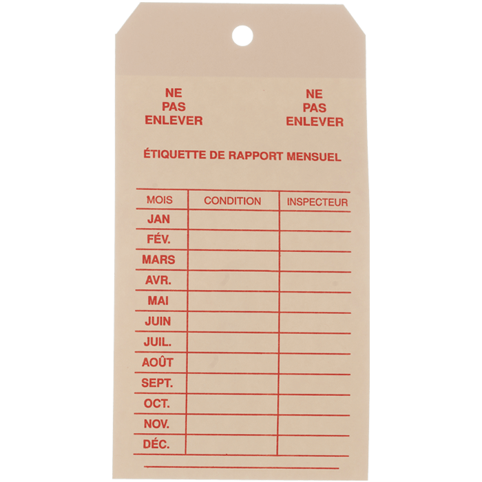 Monthly Inspection Tag, French