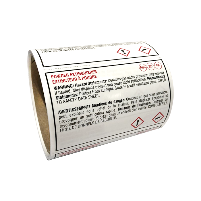 Dry Chemical Blank Label, SDS Format