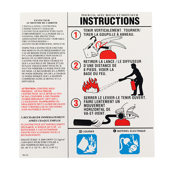 Vinyl Nameplate Large CO2 Instruction - French version