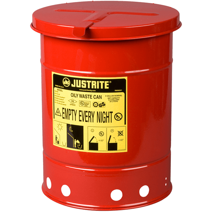 Oily Waste Can, 6 gallon (20L), hand-operated cover