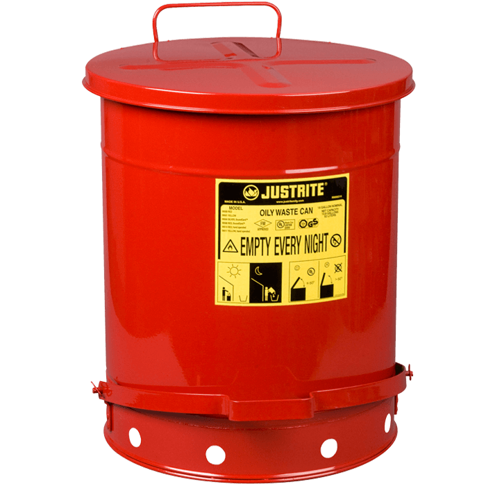 Oily Waste Can, 14 gallon (52L), foot-operated self-closing cover