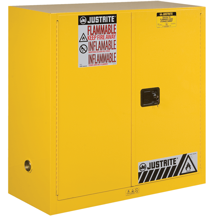 Flammable Safety Cabinet, 30 Gal., 1 shelf, 2 manual-close doors