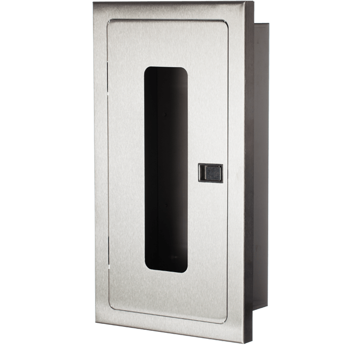10 lb. Semi-Recessed Extinguisher Cabinet, Stainless Steel